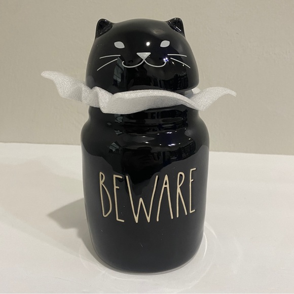 Rae Dunn Cat Beware tall storage ceramic canister - halloween - holiday - Picture 9 of 11